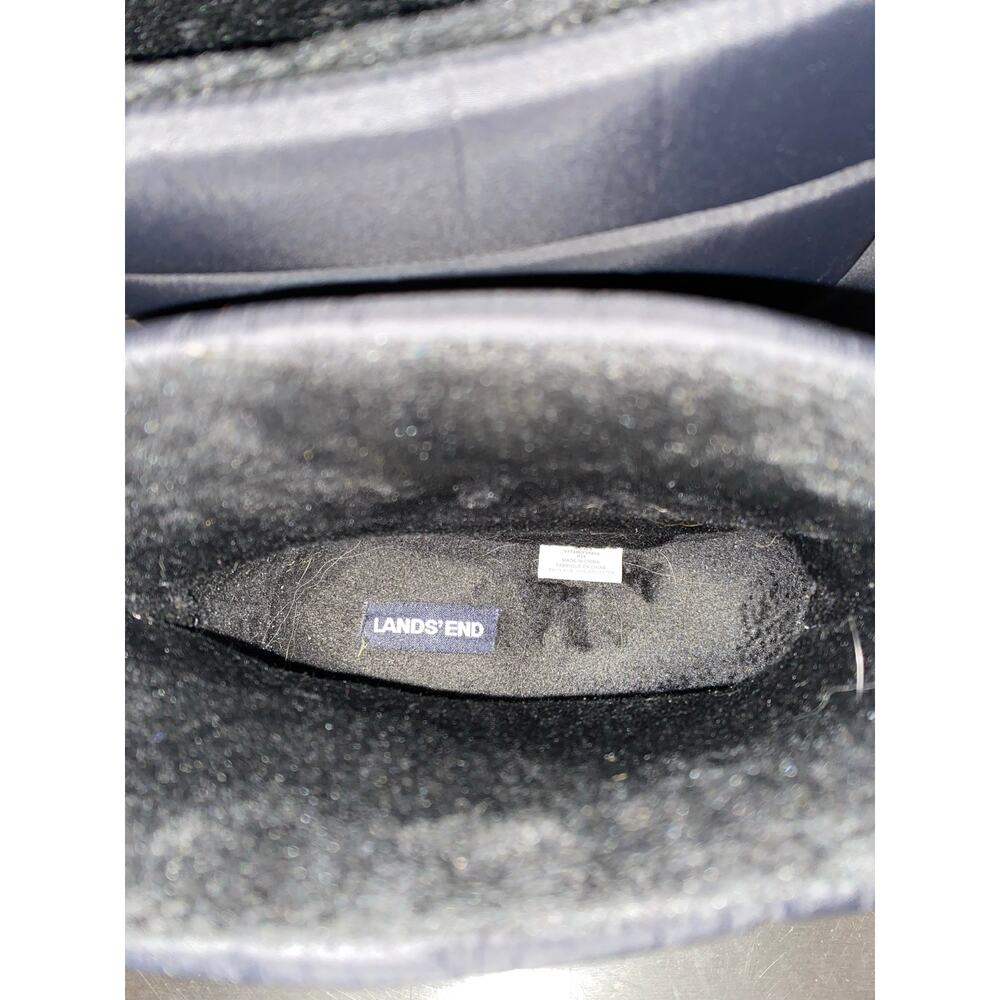 Womens Lands End Black Puffy Quillted Slipper Booties Faux Fur Lined 11 - Picture 4 of 7